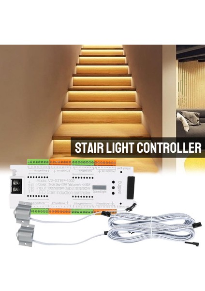 Akıllı Merdiven Aydınlatması Lamba Pır Hareket Sensör STEP-1002 Basamak Adım Kontrol 12V-24V Kontrol Sistemi Smd Cob Tek Renkli LED Şerit Cihaz