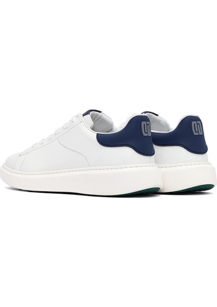 Erkek Beyaz Bağcıklı Kalın Tabanlı Deri Sneaker 25WFD685318 indirimleri