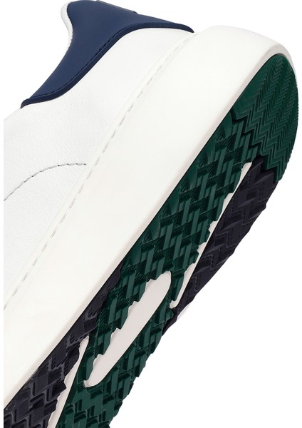 Erkek Beyaz Bağcıklı Kalın Tabanlı Deri Sneaker 25WFD685318