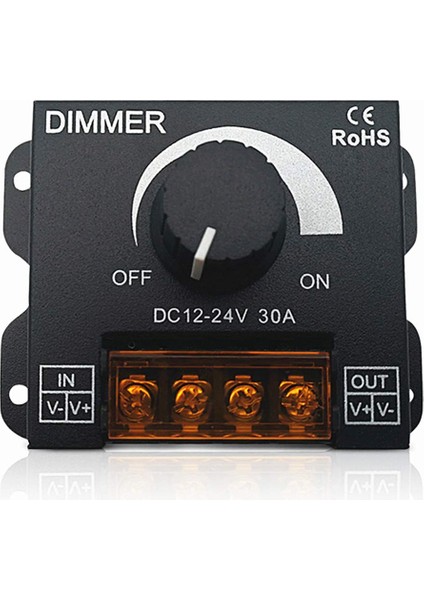 Dimmer Dc 12V-24V 30A LED Işık Bandı Regülatörü LED Şeritler Için Işık Kontrolü Siyah Karartma Cihaz
