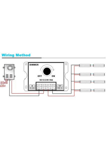Dimmer Dc 12V-24V 30A LED Işık Bandı Regülatörü LED Şeritler Için Işık Kontrolü Siyah Karartma Cihaz