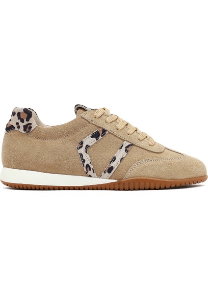 Kadın Bej Bağcıklı Süet Deri Sneaker 25AFD220810