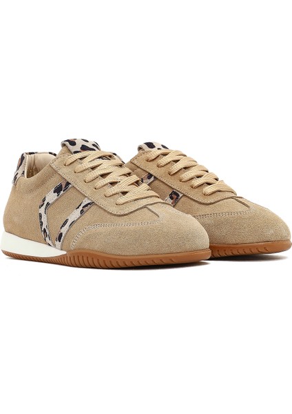 Kadın Bej Bağcıklı Süet Deri Sneaker 25AFD220810 modelleri