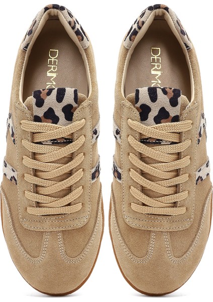 Kadın Bej Bağcıklı Süet Deri Sneaker 25AFD220810