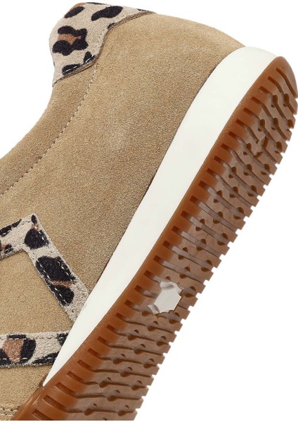 Kadın Bej Bağcıklı Süet Deri Sneaker 25AFD220810