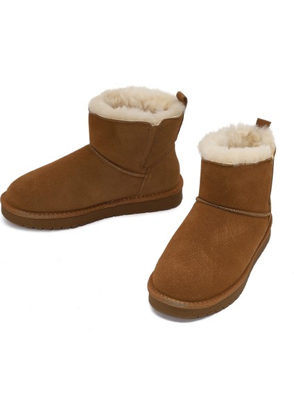 Kadın Camel Süet Deri Teddy Bot 25WFD478110 modelleri