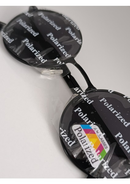 Polarize Yuvarlak lennon siyah Güneş Gözlüğü Unisex