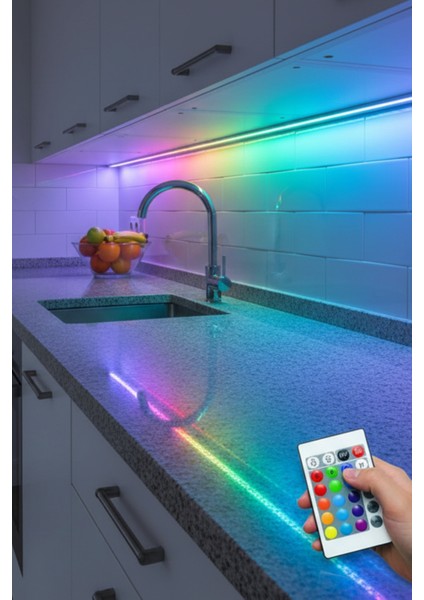 5 mt Kumandalı Işıldak Rgb Şerit LED Lamba Iç ve Dış Mekan Silikon Yapışkanlı Aydınlatma fırsatları