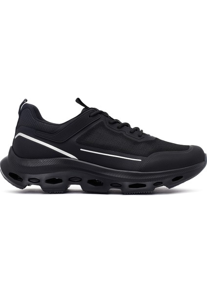 Erkek Siyah Bağcıklı Kalın Tabanlı Kumaş Sneaker 25WFD69416F