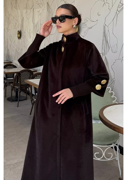 Kadın Gold Düğme Detaylı Iç Astarlı Sakallı Kaban P-00018443 fiyatları