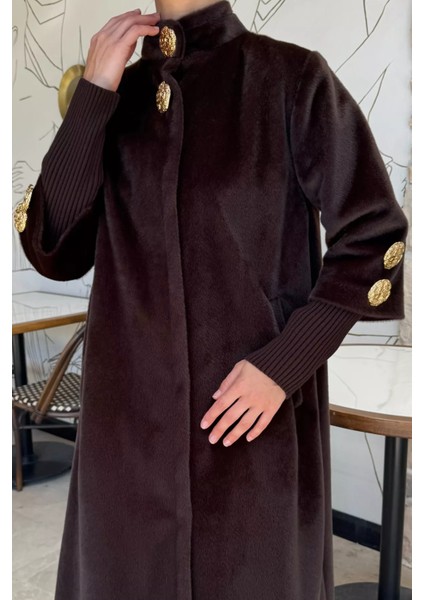 Kadın Gold Düğme Detaylı Iç Astarlı Sakallı Kaban P-00018443 fırsatları