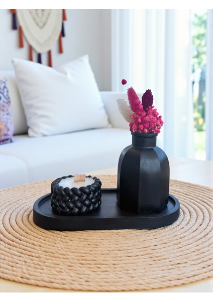 Dekoratif Vazo ( Çiçek Hediyemizdir), Mum ve Tabak 3’lü Set, Modern Masa Üstü Dekor indirimleri