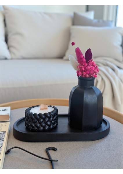 Dekoratif Vazo ( Çiçek Hediyemizdir), Mum ve Tabak 3’lü Set, Modern Masa Üstü Dekor modelleri