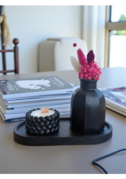 Dekoratif Vazo ( Çiçek Hediyemizdir), Mum ve Tabak 3’lü Set, Modern Masa Üstü Dekor fırsatları