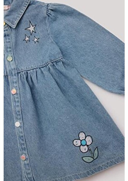 Kız Bebek Denim Elbise Kloş Tasarım Günlük Kullanım İçin Gri Renkli modelleri