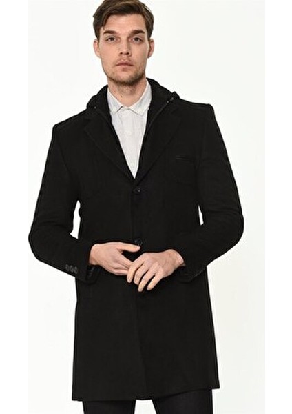 Erkek Palto Yün ve Polyester Karışımı Midi Uzun Kol Düz Desen fırsatları