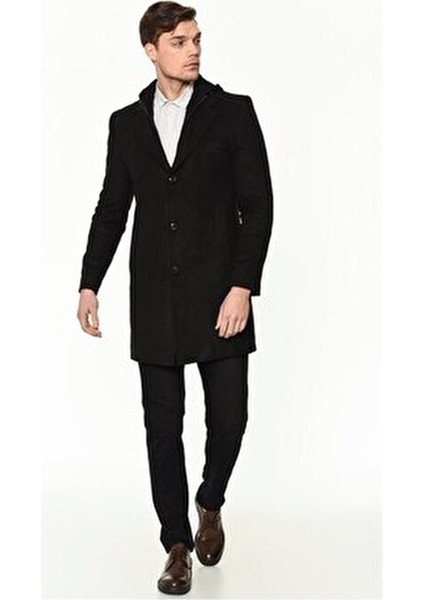 Erkek Palto Yün ve Polyester Karışımı Midi Uzun Kol Düz Desen indirimleri