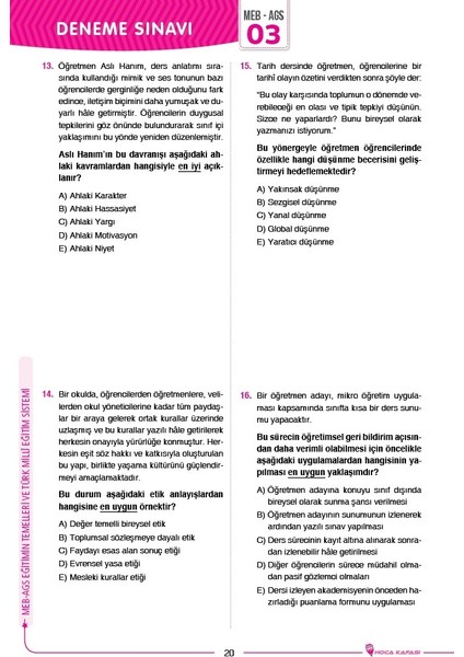 2026 Meb – Ags Eğitimin Temelleri ve Türk Milli Eğitim Sistemi 10 Lu Deneme Sınavı fiyatları