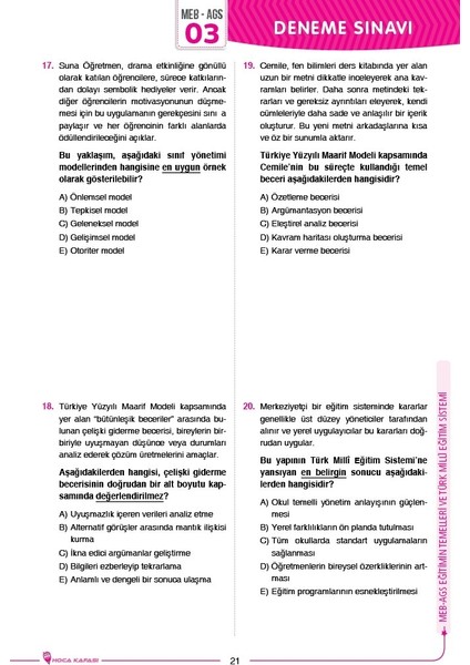 2026 Meb – Ags Eğitimin Temelleri ve Türk Milli Eğitim Sistemi 10 Lu Deneme Sınavı modelleri