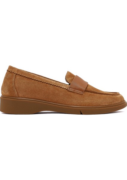 Kadın Taba Süet Deri Comfort Loafer 25AFD154210