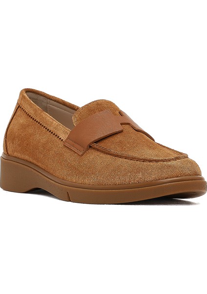 Kadın Taba Süet Deri Comfort Loafer 25AFD154210