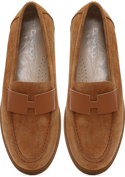 Kadın Taba Süet Deri Comfort Loafer 25AFD154210