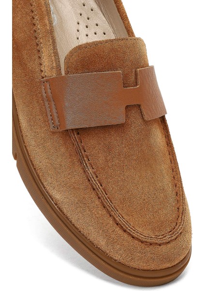 Kadın Taba Süet Deri Comfort Loafer 25AFD154210