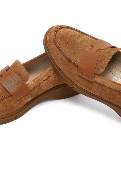 Kadın Taba Süet Deri Comfort Loafer 25AFD154210