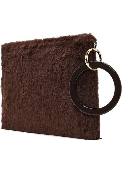 Kadın Kahverengi Zincir Askılı Peluş Portföy Çanta 25WBD2206PH indirimleri