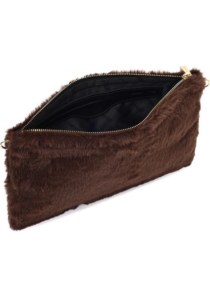 Kadın Kahverengi Zincir Askılı Peluş Portföy Çanta 25WBD2206PH