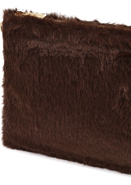 Kadın Kahverengi Zincir Askılı Peluş Portföy Çanta 25WBD2206PH