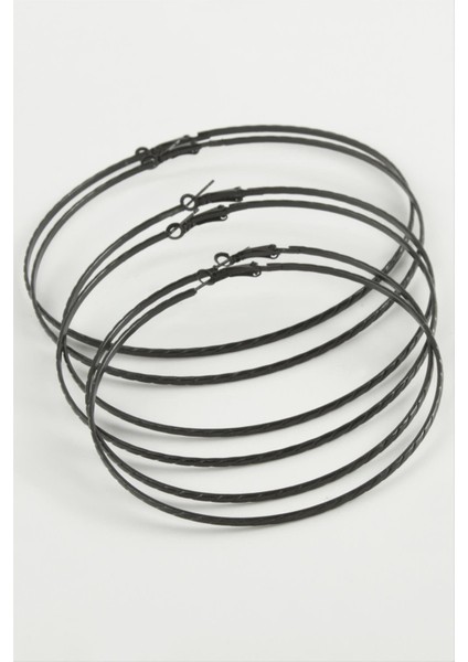 Msa-Shop Zincir Desenli Metal Halka Küpe 6 Adet-Siyah fiyatları