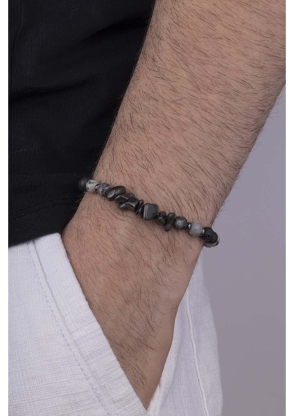 Lav Taşı Jasper Taşı Karışık Form Doğal Taş Erkek Bileklik