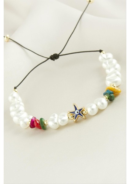 Msa-Shop Deniz Yıldızı Kırık Doğaltaşlı Inci Bileklik-Renkli fiyatları