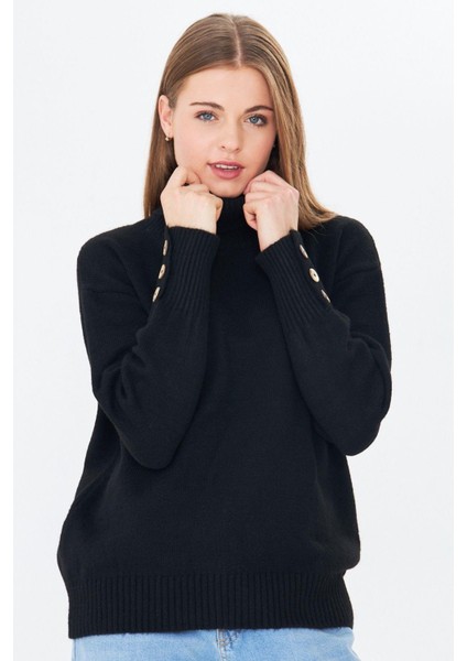 Kadın Balıkçı Yaka Kolu Düğmeli Kazak 11157 fiyatları