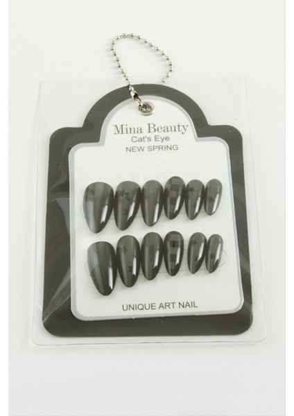 Msa-Shop Desenli Mina Beauty Kedi Gözü Takma Tırnak-Siyah fiyatları