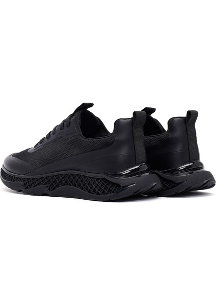 Erkek Siyah Bağcıklı Kalın Tabanlı Kumaş Sneaker 25WFD69446F indirimleri