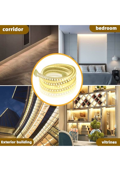 5metre 240 Led/m Şerit LED Hortum 6500K Soğuk Beyaz Kendinden Yapışkanlı Güçlü SMD2835 12V Dc IP20