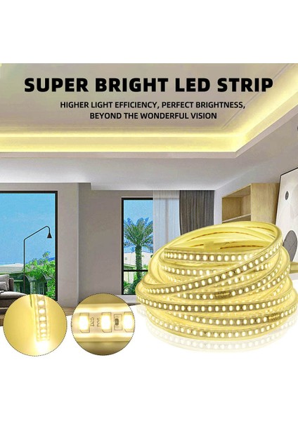 5metre 240 Led/m Şerit LED Hortum 6500K Soğuk Beyaz Kendinden Yapışkanlı Güçlü SMD2835 12V Dc IP20