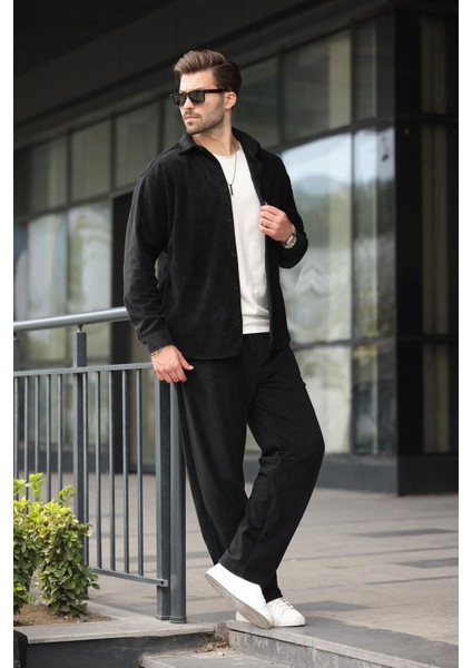 Siyah Kadife Erkek Gömlek Pantolon Takım E7334 fiyatları