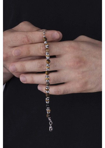 Hematit Geçişli Kaplan Gözü Doğal Taş Erkek Bileklik fiyatları