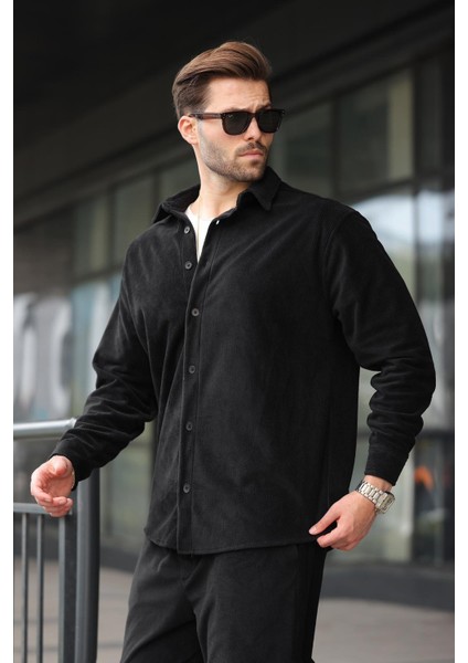 Siyah Kadife Erkek Gömlek Pantolon Takım E7334 fırsatları