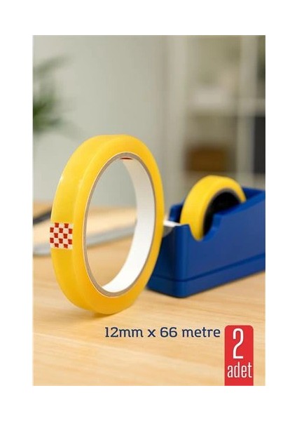 Bx 2 Li Para Bandı Büyük Makinelere 12MM 66 mt Selobant – Şeffaf Bant | Masa Üstü Dispenser Uyumlu