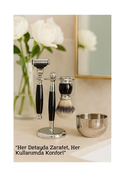 Bx Koleksiyon Tıraş Seti – 304 Cerrahi Çelik & Kemik Saplı | Çift Cidarlı Tıraş Tası Icardi Collection