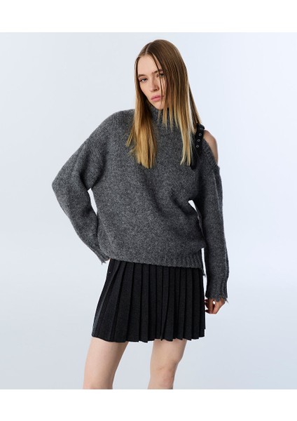 Suni Deri Kemer Aksesuarlı Kazak TW6250050431036