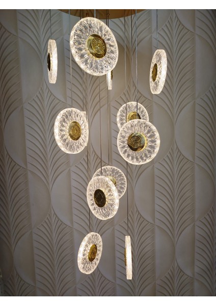 Şık Tarz Modern LED Avize Gold Ledli Salon Avize 12 Li fiyatları