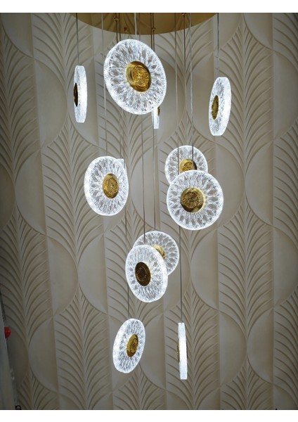 Şık Tarz Modern LED Avize Gold Ledli Salon Avize 12 Li modelleri