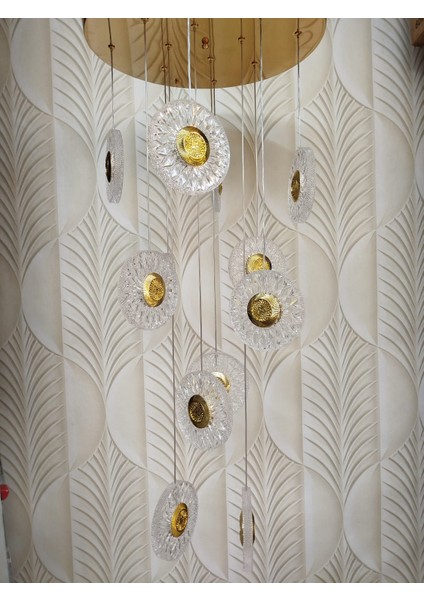 Şık Tarz Modern LED Avize Gold Ledli Salon Avize 12 Li fırsatları