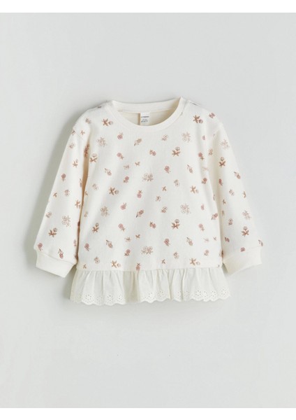Lcw Kids Ekru Bisiklet Yaka Baskılı Kız Çocuk Sweatshirt ve Tayt 2'li fiyatları