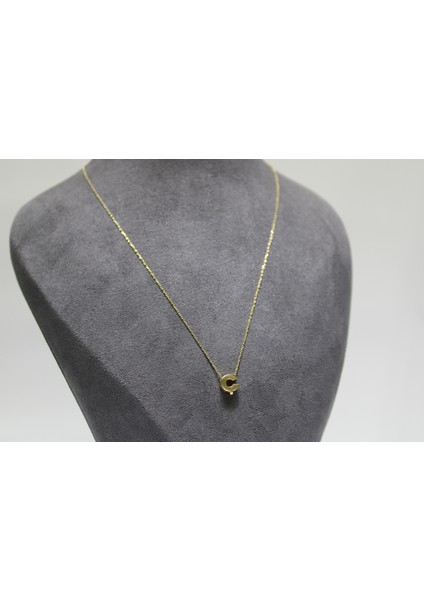 14 Ayar Altın Ç Harfi Kolye Zinciriyle Beraber fırsatları